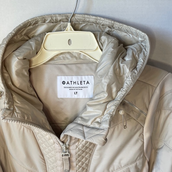 Athleta Women's Light Beige Quilted Puffer Jacket Primaloft - Picture 3 of 11